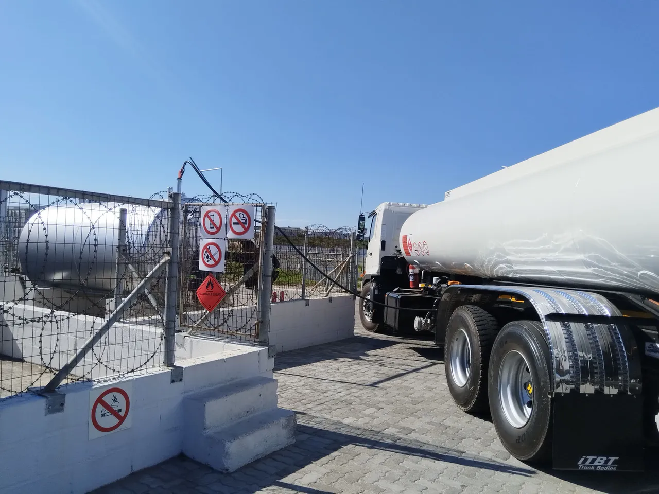 Fuel tanker at a depot